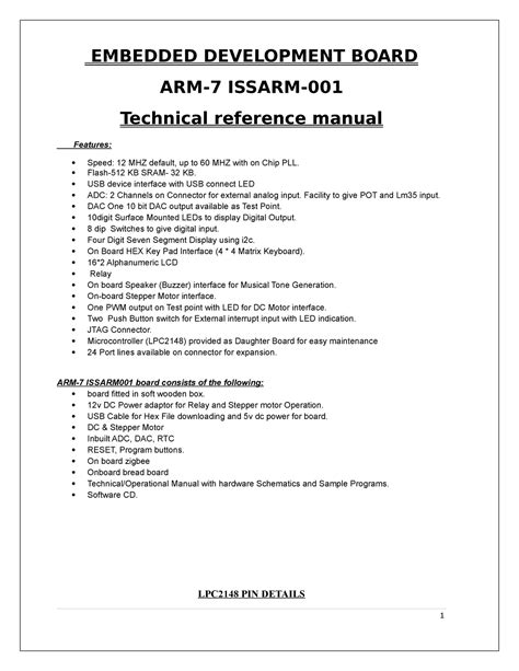 1 - LAB MANUAL - EMBEDDED DEVELOPMENT BOARD ARM-7 ISSARM- Technical ...