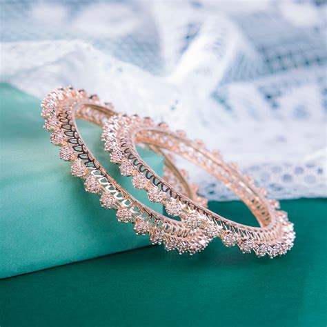 American Diamond Rose Gold Pacheli Bangles Set (Pack of 2) – Opal Touch