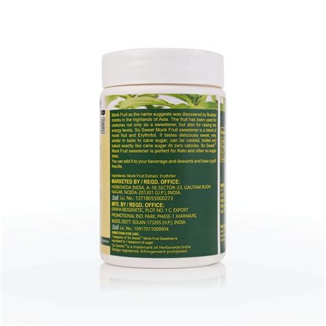 Monk Fruit Sweetener| 100% Natural Zero Calorie Sugar Substitute – So Sweet