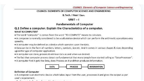 ECSE 101: Fundamentals of Computers - Unit 1 Notes - Studocu