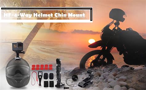 HIFFIN 4-Way Helmet Chin Mount with 3M Curved & Flat Adhesive,J Hook ...