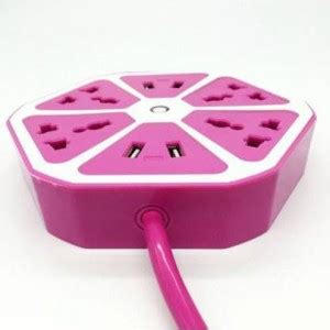 EFFULGENT USB Hexagon And Surge Protector 4 USB Charging Point with 4 ...