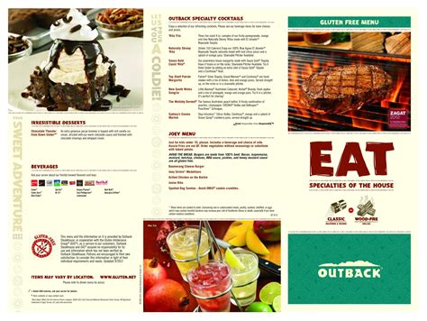 Outback Steakhouse Gluten Free Menu With Prices August 2025