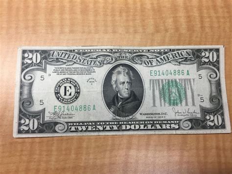 1934 C 20 Dollar Bill Federal Reserve Note Richmond VA $20 Bill ...