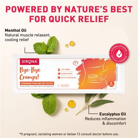 SIRONA Herbal Feminine Period Pain Relief Patches for Menstrual & Body ...
