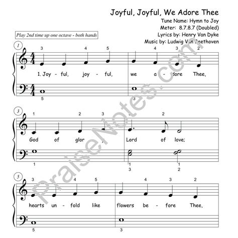 Joyful, Joyful We Adore Thee - Beginner, Easter - PraiseNotes