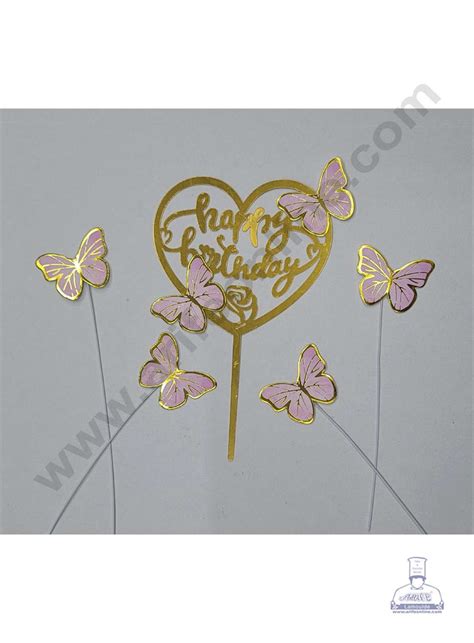 CAKE DECOR™ 5 Inch Printed Imported Cake and Cupcake Topper - Happy Bi ...