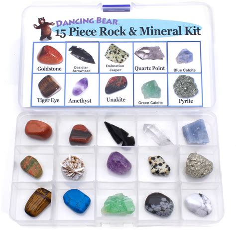 DANCING BEAR -15 Pc Rock & Mineral Collection with India | Ubuy
