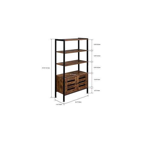 Buy 4 Tier Bookshelf with Storage Cabinet,Industrial Wood Freestanding ...