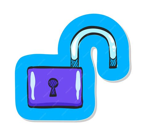 Premium Vector | Hand drawn padlock unlocked icon in sticker style vector illustration