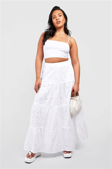 Plus Broderie Tiered Maxi Skirt | boohoo AU