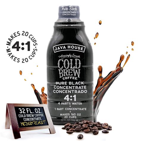 JAVA HOUSE Colombian Cold Brew Coffee Liquid Concentrate - 32 Ounce ...