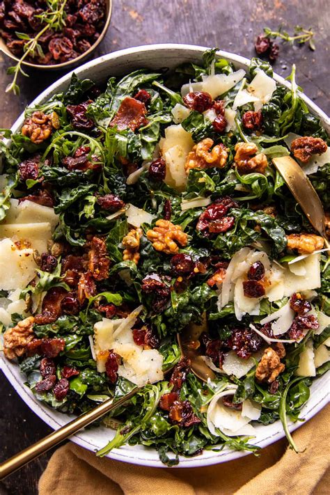 Kale Bacon Salad with Maple Candied Walnuts. - Half Baked Harvest