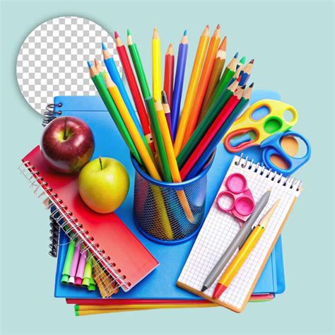 Stationery and notebooks on transparent background | Premium AI ...
