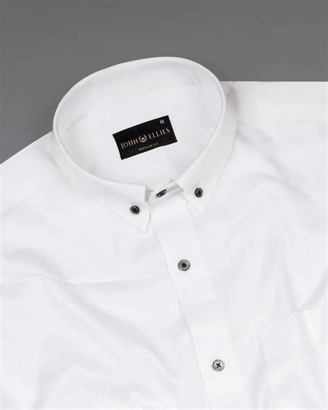 Buy White With Black Button Down Cotton Shirt – John Ellies India