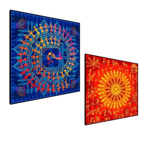 Sinuous Trailed Vibrant Warli Art Wall Frames-Set Of 2 – Decors Mantra