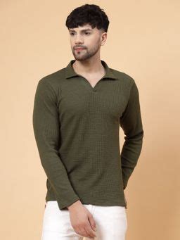 Buy RIGO Men Black Waffle Knit Solid Polo T-Shirt Online