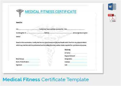physical fitness certificate format for students in pdf
