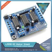 Review L293D 4-Channel H-Bridge DC Motor Driver Arduino Shield | Tokopedia