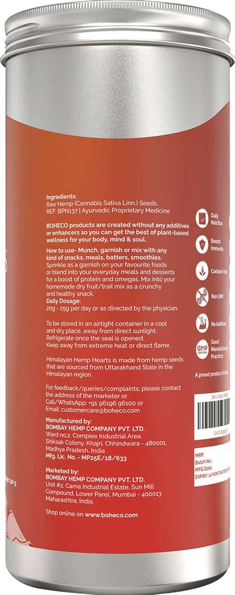 Buy BOHECO HIMALAYAN HEMP HEARTS - SHELLED HEMP SEEDS - 500 GMS Online ...