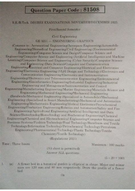 GE3251 Engineering Graphics Nov-Dec 2025 Question Paper - Studocu