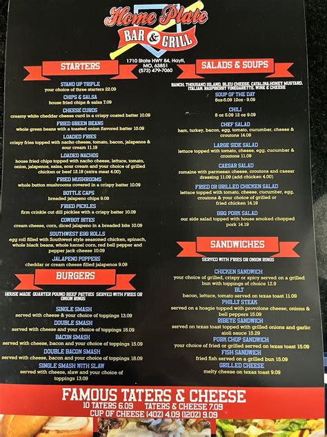 Menu at Home Plate Bar & Grill, Hayti