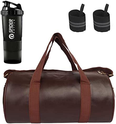 Buy GROUPERS® Combo Set of Duffle PU Leather Bag with Shaker Bottle ...
