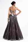 Buy Grey Georgette, Satin, Organza Mirrors, Sequins Linear Drop Work ...