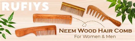 Buy Rufiys Wide Tooth Neem Wooden Comb for Hair Growth Women & Men ...