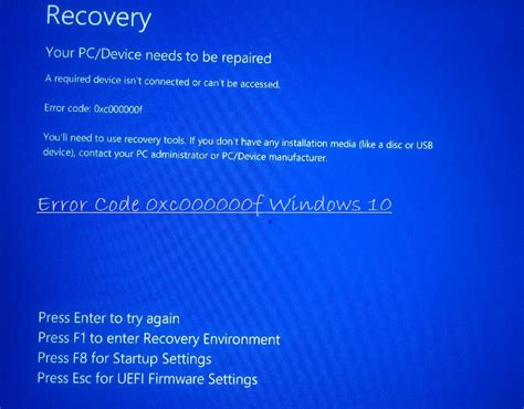 Image result for Error Code 0Xc00000f