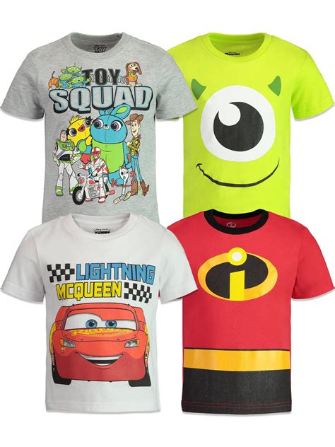 Disney Pixar Lightning McQueen Mike Toddler Boys 4 Pack T-Shirts ...