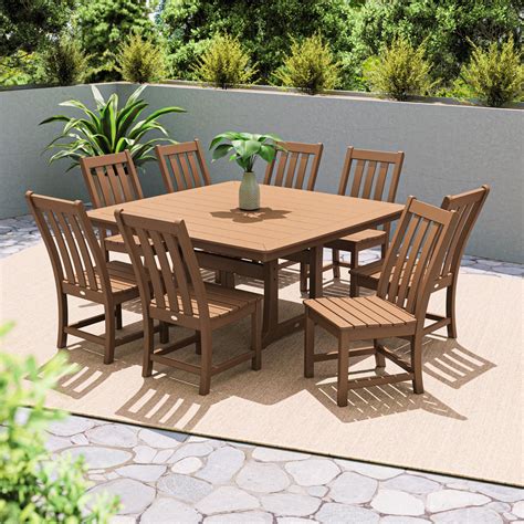 POLYWOOD Vineyard 9-Piece Dining Set - Teak : BBQGuys