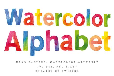 手绘水彩英文大小写字母PNG插画素材图案Watercolor Alphabet B725-玩儿图-设计素材与创意灵感