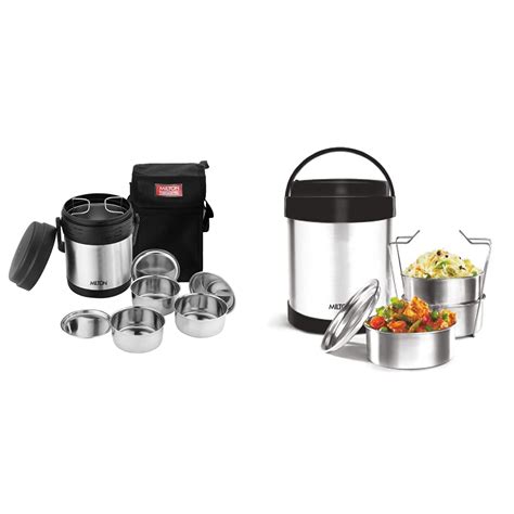 Buy MILTON Thermosteel Hot Meal 3 Container Lunch Box, Silver & Royal 3 ...