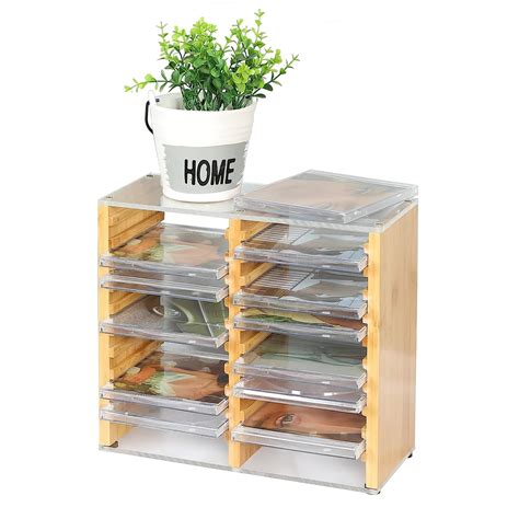 CD DVD Storage Rack - Holds 20 Standard CD Jewel Cases, Stackable DVD ...