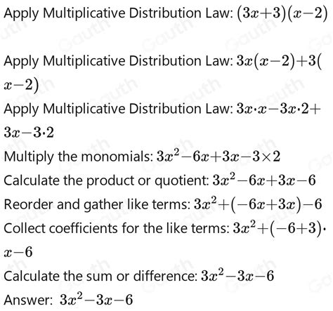 Solved: Remove the brackets and simplify: 3(x+1)(x-2) [algebra]