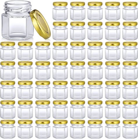 Amazon.com: Nuogo 100 Pack 1.5oz Mini Hexagon Glass Jars Bulk for ...