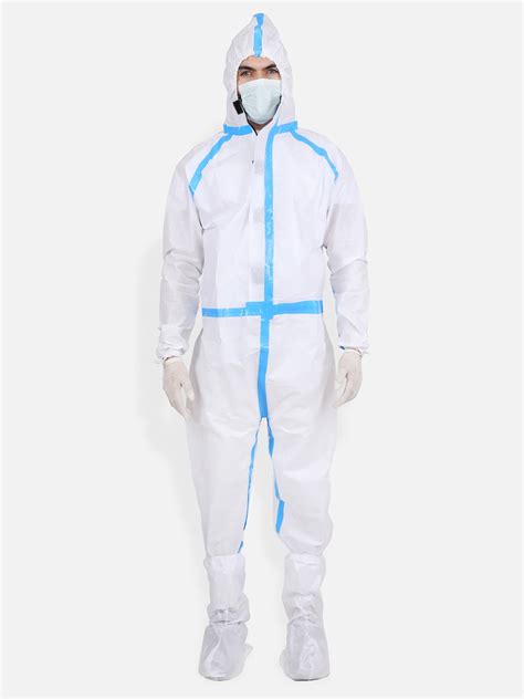 Medical PPE Safety Kit with Protective Hooded Full Body Coverall, Shoe ...