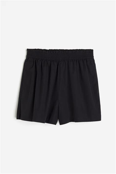 Women's Black Cotton pull-on shorts | H&M IN