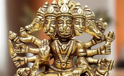 Buy KRAFTSKALA Panchmukhi Hanuman Murti Brass Metal Statue, Bajrangbali ...