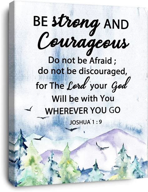Be Strong and Courageous Canvas Wall Art,Bible Verse Scripture Joshua 1 ...