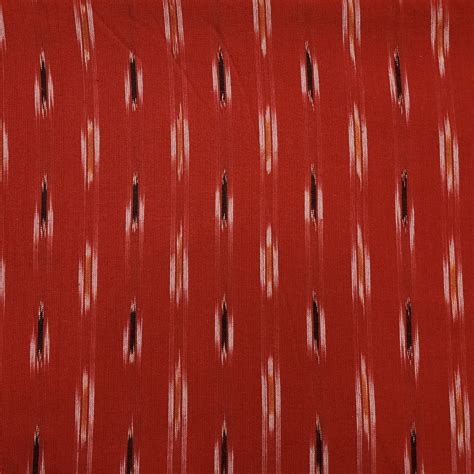 Pure Cotton Ikkat Red With Two Different Spots Hand Woven Fabric ...