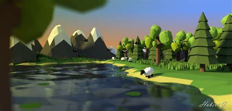 Sweety Low Poly Landscape Full HD Wallpaper and Background Image ...