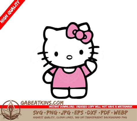 A Drawing Of Hello Kitty With A Pink Bow On Her Head SVG - Hello Kitty – Gabe Atkins Designs