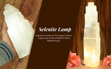 Reiki Crystal Products Natural Selenite Tower Shape Lamp with White LED ...