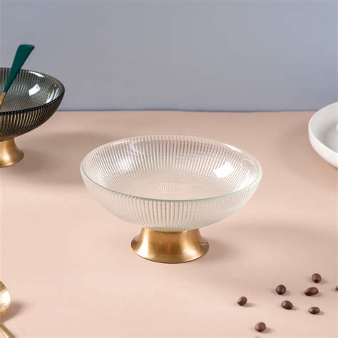 Ribbed Glass Decorative Bowl Online - Premium Serving Bowl | Nestasia