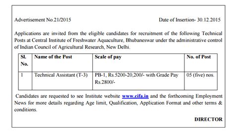 CIFA Bhubaneswar Recruitment 2016 www.cifa.in For Technical Assistant Post.