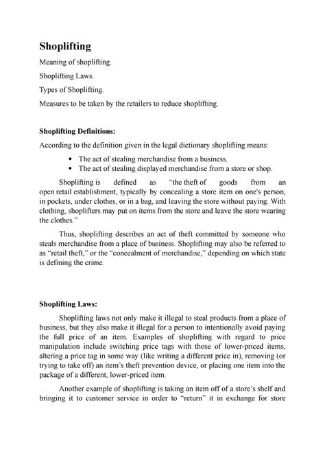 Shoplifting and measures to prevent shoplifting - Planning and Managing ...