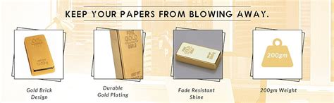 Awestuffs Glittering 24K Gold Finish Metal Bar Paper Weight for Home ...
