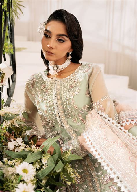 Inayat Luxury Wedding Pakistani Suit: Teal-Tale Organza Dress – YourLibaas